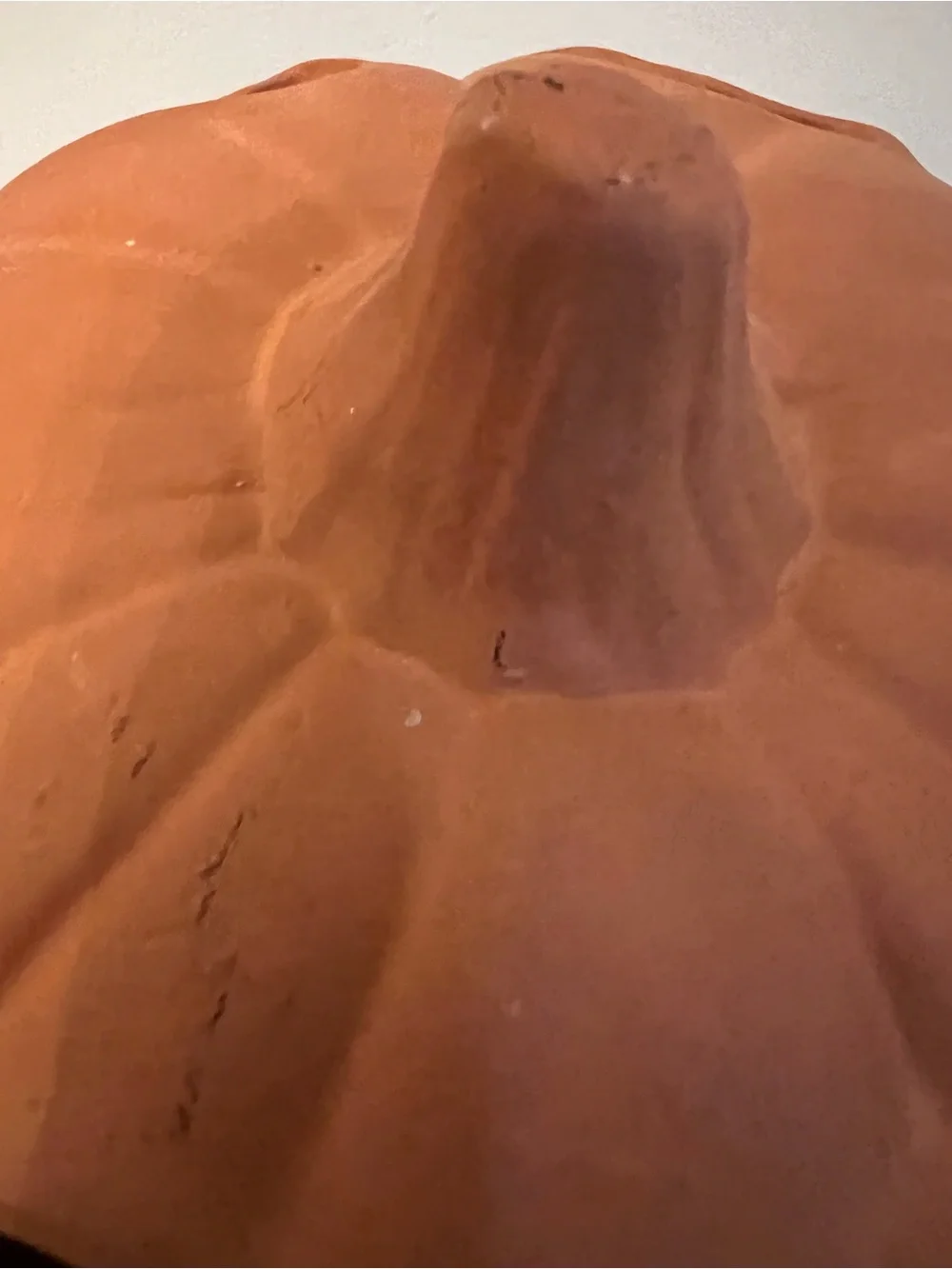 Two Faces- Vintage Terracotta Orange Ceramic Jack-O'-Lantern Pumpkin -